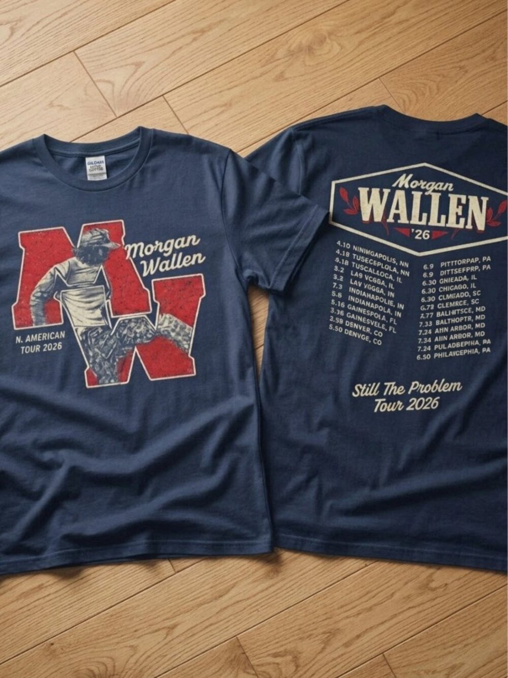 Morgan Wallen 2026 Still The Problem North American Tour Navy T-Shirt